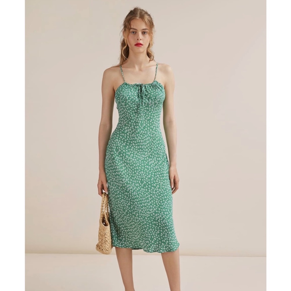 Rouje Green Floral Midi Dress